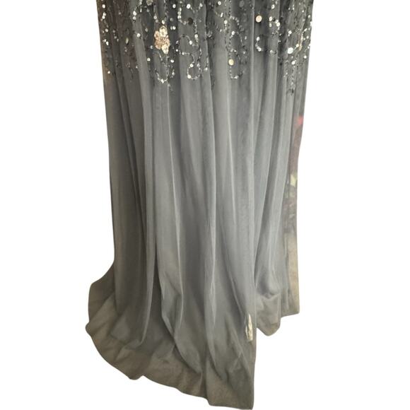 Adrianna Papell Floral Embellished V-Neck Formal Sequin Gown Size 8 NWT - Picture 10 of 15